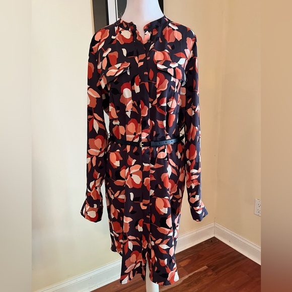 Rachel Zoe Dresses & Skirts - Rachel Zoe Pink and White‎ Long Sleeve Shirt Dress